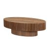 Modern Handcraft Drum Coffee Table Length 43.7 inch Ellipse Coffee Table for Living Room,Oval Small Coffee Table with Sturdy Pedestal