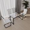 51 inch Glass Dining Table Set for 4, Dining Table & Chair Sets with Silver Plating Legs for Kitchen