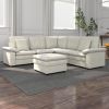 PPL Seater Modular Sectional Sofa with Movable Ottoman, Comfy Deep Seat Cloud Couch for Living Room, Apartment, Office (Beige White-2 Ottoman)