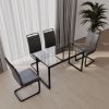 51 inch Glass Dining Table Set for 4, Dining Table & Chair Sets with Silver Plating Legs for Kitchen