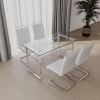 51 inch Glass Dining Table Set for 4, Dining Table & Chair Sets with Silver Plating Legs for Kitchen