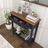 PPL Console Table for Entryway with 2 Drawers, 30 Inch Long Entryway Table w/Open Storage Shelves and Handmade Metal Handle