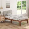 14 Inch Twin Size Rubber Wood Platform Bed Frame with Wood Slat Support