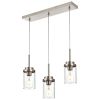 Kitchen Pendant Lighting Over Island 3 Lights Linear Chandelier Matte Black/ Brushed Nickel Finish Dining Room Light Fixtures Ceiling Hanging Lamp wit