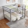 Full over Full Bunk Bed with Thick Posts,Wooden Bunk Bed with High Guardrail and Ladder for Kids, Teens, Dorm Rooms, and Guest Rooms
