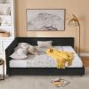 Queen Size Upholstered Tufted Bed Frame, Sofa Bed Frame with Comfortable Backrest and Armrests, Queen Size Bed for Bedroom, Living Room,Velvet