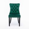 Modern High-end Tufted Solid Wood Contemporary Velvet Upholstered Dining Chair with Wood Legs Nailhead Trim 2-Pcs Set