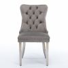 Modern High-end Tufted Solid Wood Contemporary Velvet Upholstered Dining Chair with Chrome Stainless Steel Plating Legs,Nailhead Trim,Set of 2
