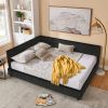 Queen Size Upholstered Tufted Bed Frame, Sofa Bed Frame with Comfortable Backrest and Armrests, Queen Size Bed for Bedroom, Living Room,Velvet