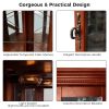 Corner Curio Cabinet with Lights, Adjustable Tempered Glass Shelves, Mirrored Back, Display Cabinet(E26 light bulb not included)