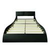 Faux Leather Upholstered Platform Bed Frame with led lighting, Bluetooth connection to play music control, Backrest vibration massage, Curve Design