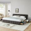King Size Upholstered Bed ,comfortable upholstered bed frame, Chenille fabric
