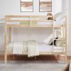 Full over Full Bunk Bed with Thick Posts,Wooden Bunk Bed with High Guardrail and Ladder for Kids, Teens, Dorm Rooms, and Guest Rooms