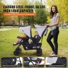 VEVOR Double Stroller, Foldable Lightweight Twin Stroller with Tandem Seating, Adjustable Backrest/Footrest, Wrap-Around Safety Harness