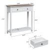 PPL Console Table for Entryway with 2 Drawers, 30 Inch Long Entryway Table w/Open Storage Shelves and Handmade Metal Handle