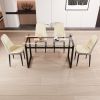 51" 4 person glass dining table set, kitchen set with black metal leg dining table and chairs