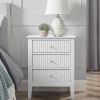 WOODEEM Fluted White Nightstand for Living Room Bedroom, 3 Drawers Side Table, Wavy Bedside End Table Light Gold Handle, 24 inch