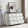Modern Farmhouse 6-Drawer Chest of Drawers for Bedroom, Wooden Bedroom Drawer Dresser with 6 Storage Drawers,6 Drawer Dresser Chests for Bedroom
