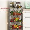Foldable storage trolley with wheels, home storage basket, removable fruit and vegetable storage basket