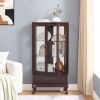 Curio Cabinet Lighted Glass Cabinet Glass Wine Cabinet Curio Display Cabinet with Adjustable Glass Shelves 2 Doors and 1 drawer Cabinet Sideboard With