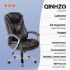 Wide Seat Executive Office Chair with Soft PU Leather Upholstery, Thick Padded Cushion, High Back Support & Smooth Rolling Base for Home Office