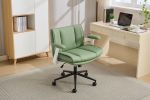 Leather Criss Cross Chair with Flip-Up Armrests, Cross Legged Office Chair on Wheels
