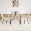 55" MDF Wood Colour Dining Table and Modern Dining Chair Set of 4, Mid Century Wooden Kitchen Table Set, Metal Base & Legs