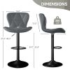 Modern Bar Stool Set of 2, Adjustable Faux Leather Upholstered Swivel Counter Stools, Counter Height Barstools with Back for Kitchen Island