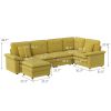 PPL Seater Modular Sectional Sofa with Movable Ottoman, Comfy Deep Seat Cloud Couch for Living Room, Apartment, Office (Beige White-2 Ottoman)
