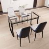 51" 4 person glass dining table set, kitchen set with black metal leg dining table and chairs