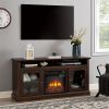 Modern TV Stand for up to 65 Inch TVs, Entertainment Center Farmhouse TV Cabinet Media Console Table with Glass Doors for Living Room