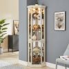 Corner Glass Cabinet Lighted Curio Cabinet Corner Display Case for Living Room, Curio Cabinet, Antique collection, Wine