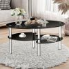 1PC Tempered Glass Double Layer Oval Side Coffee Table Sturdy and Durable Living Room Table
