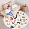 Boho Round Rug 4 Ft Washable Area Rug for Kids Room, Colorful Sun Circle Rug for Playroom
